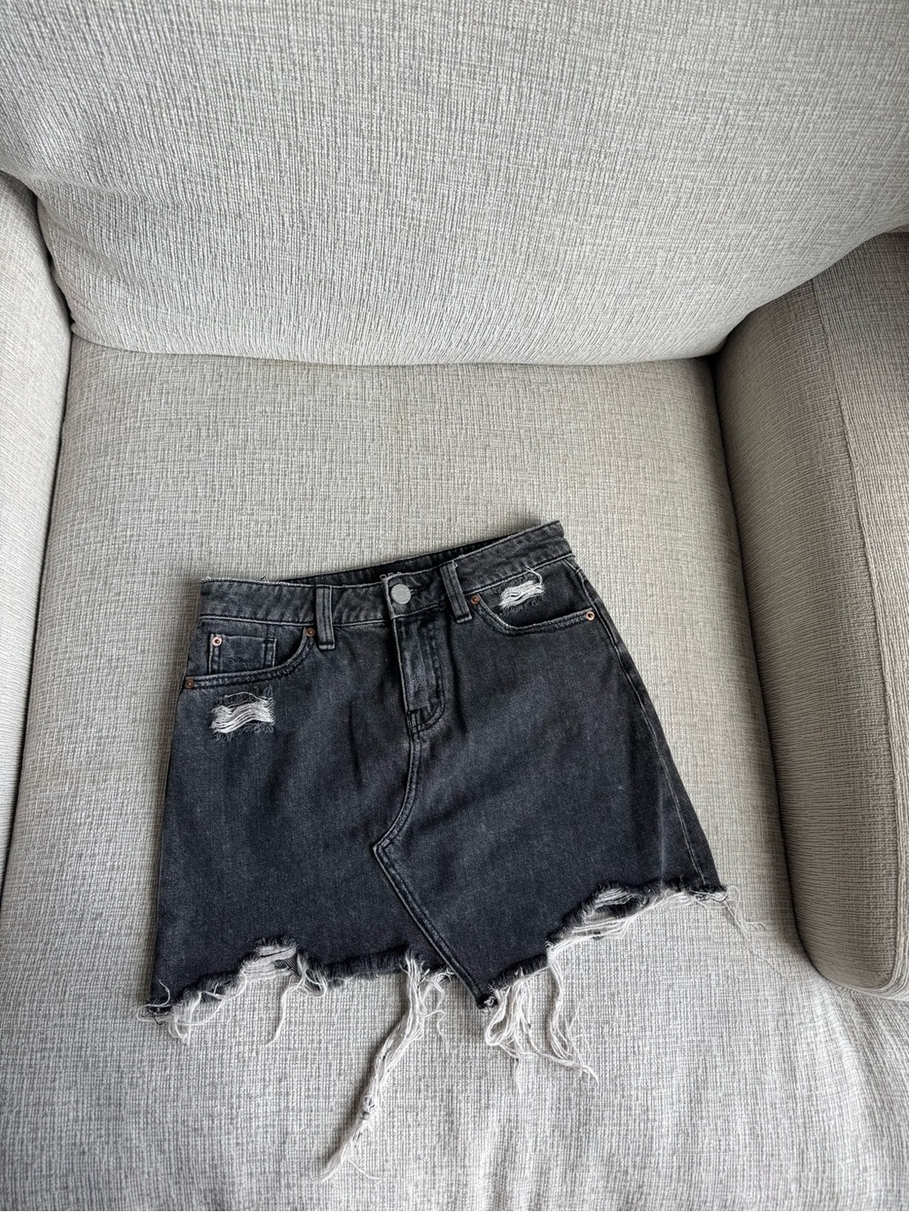 BDG Black Distressed Denim Mini Skirt